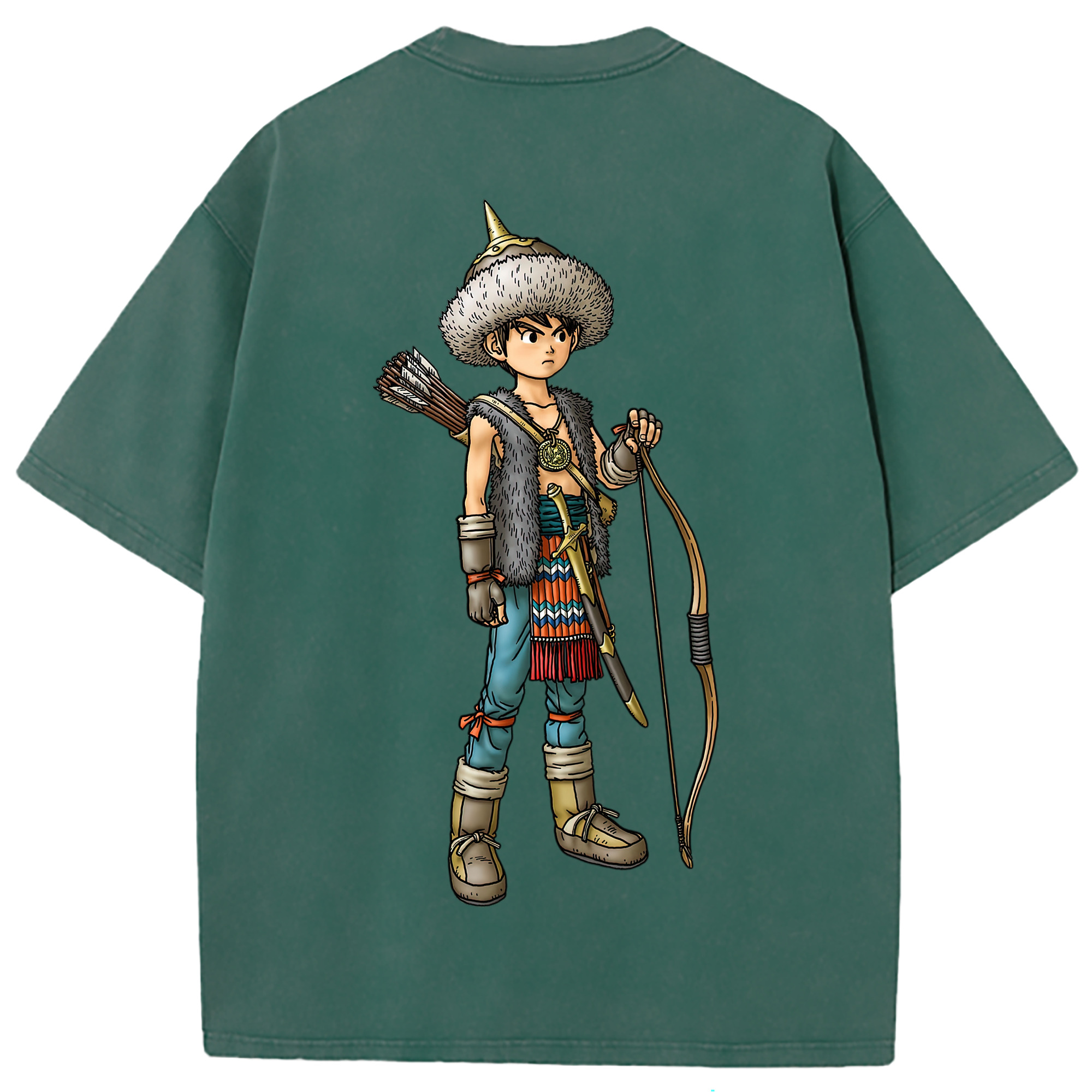 （画像用） ドラゴンクエスト Doragon Kuesuto Dragon Quest 綿100% ヴィンテージ風 半袖Tシャツ（背面プリント）